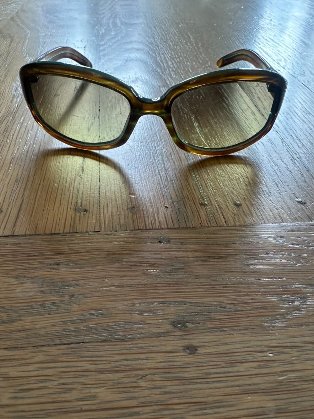 Sama Eyewear Olive Tortoise Y2K Rectangular Sunglasses Japan w/ Case